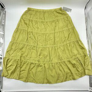 Go Silk Woman Plus Size 1X Sage Green Silk Blend Bohemian Tiered Maxi Skirt NWT